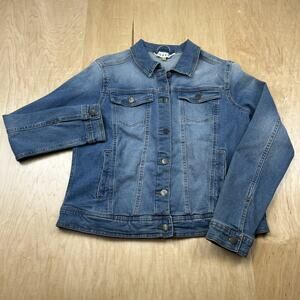Serra Womens Denim Jacket Medium Blue Button Front Classic Jean Jacket Medium